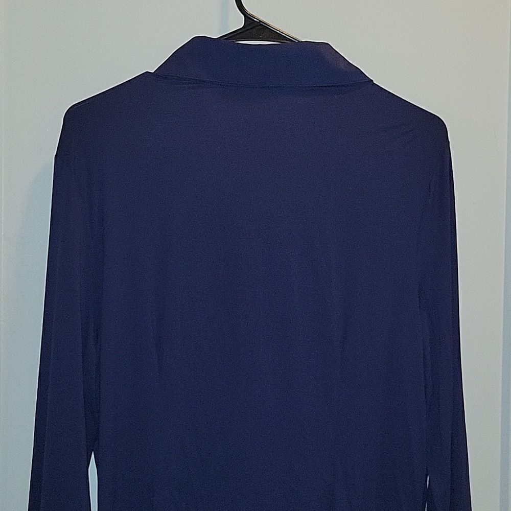 Luxeire The Classic Button Up Blouse Top shirt Navy XL - Picture 5 of 12